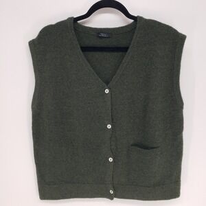 Parfois Button Front Sweater Vest Womens Size M / LGreen V-Neck Knit Sleeveless